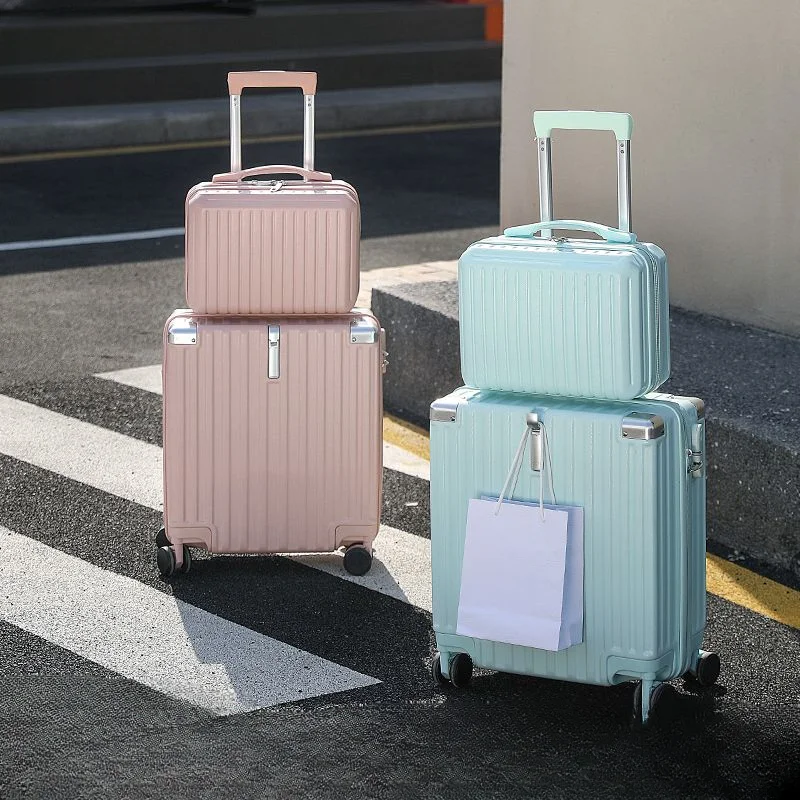 Maleta de 18 pulgadas para madre e hijo, bolsa de embarque pequeña, maleta con carrito ligero, estuche con contraseña para avión de estudiantes, pequeña