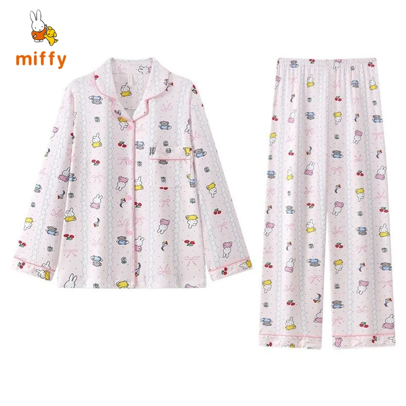 

Kawaii Miffy Loungewear Pink Cartoon Comfortable Pajamas Dopamine Sweet Cute Home Wear Set Anime Accessories Girls Perfect Gifts
