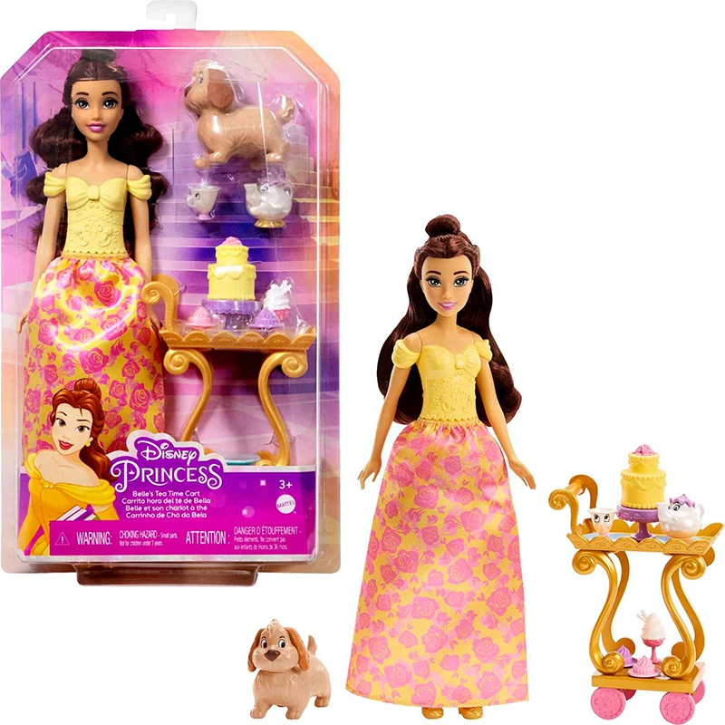 Oryginalna księżniczka Disney Belle spotkanie przy herbacie zestaw zabawek piękna i bestia film urocza figurka Anime udająca grę na prezenty dla dziewczyn