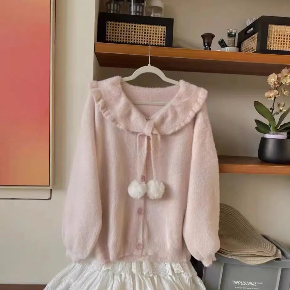 Soft and Sticky Knitted Sweater Autumn and Winter New Cardigan Sweet and Cute Loose and Lazy Jacket Top for Women