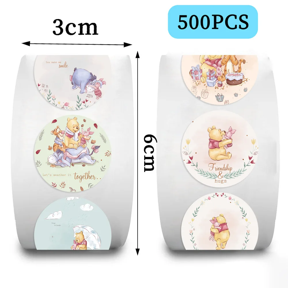 500 قطعة/لفة ديزني Kawaii بوه الدب لفة ملصق الكرتون لطيف الكتابة على الجدران ملصق مائي DIY بها بنفسك سجل القصاصات كوب ماء جراب هاتف الأمتعة ملصق
