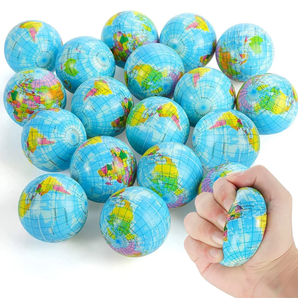 12pçs mini bola de pressão da terra, bola de pressão esférica pu para exercício de dedo, bola educacional de espuma para meninos e meninas, presente