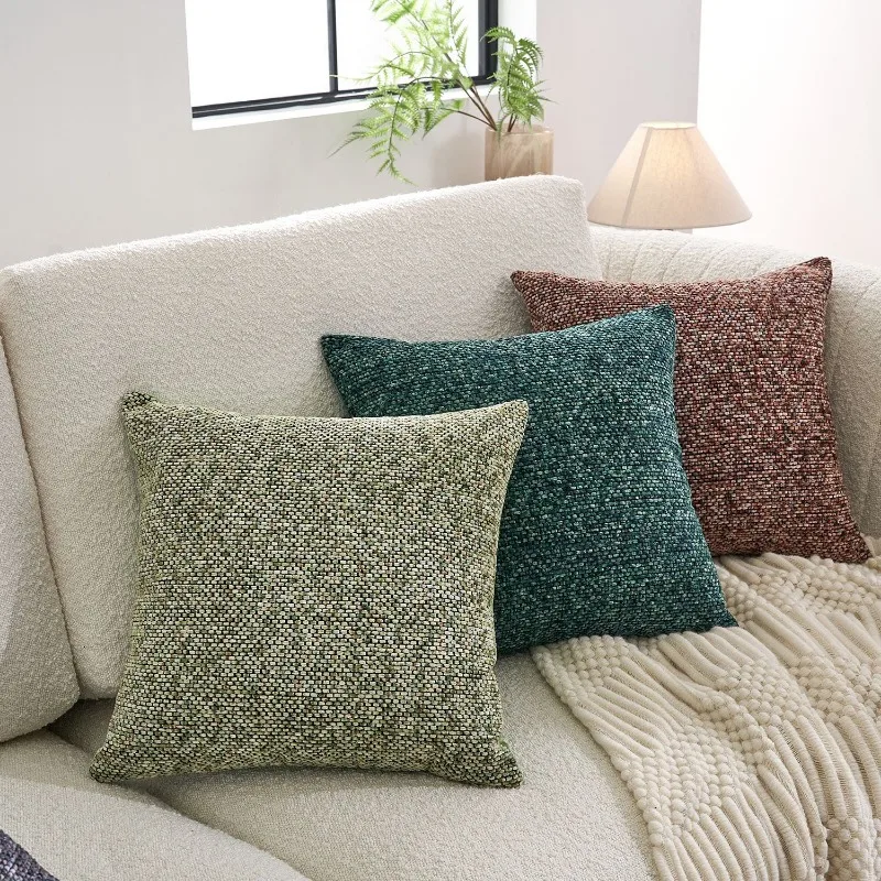 Modern Solid Color Ion-Dyed Throw Pillow Case Soft & Cozy Cushion Cover for Sofa Bedroom Living Room Window Seat Decor