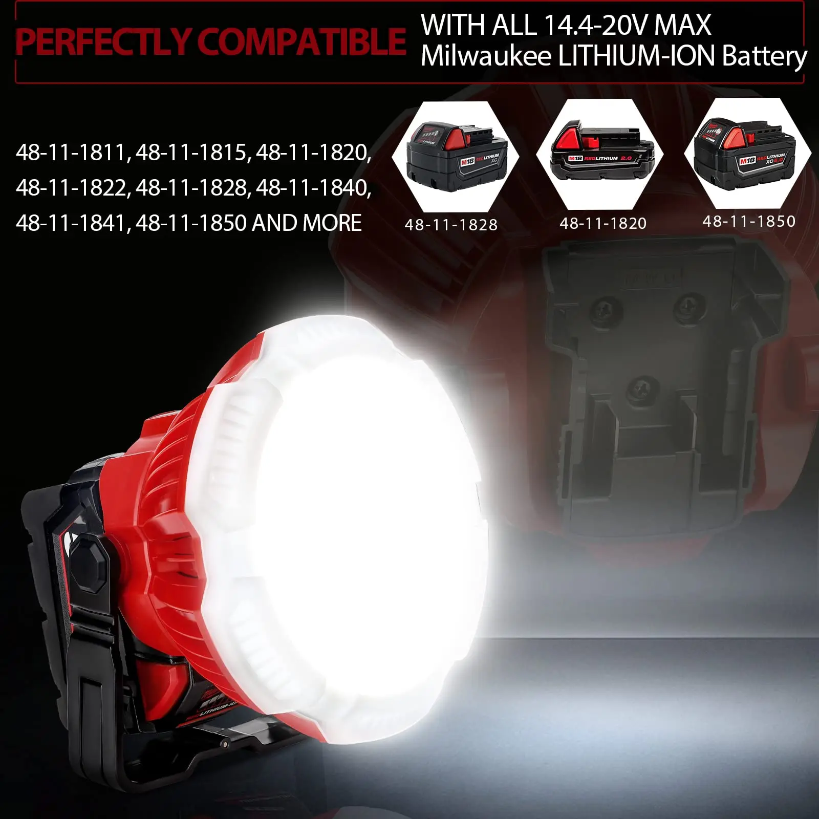 2400LM LED Camping Lantern for Milwaukee m18 Battery 24W LED Work Light for Car Repairing  Camping Emergency Hurricane Hiking