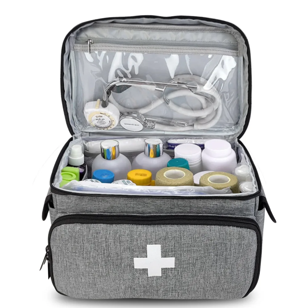 Trousse de premiers soins de voyage pour la maison, sac de transport médical, stockage multifonctionnel, boîtes à médicaments à couches évaluées, armoire à pharmacie