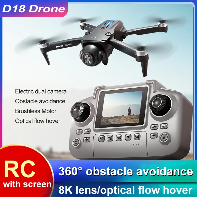 

Бесщеточный дрон 2025 D18 8K Aerial HD 150 ° Интеллектуальное предотвращение препятствий с двойной камерой, 5G, WIFI, возврат в один клик