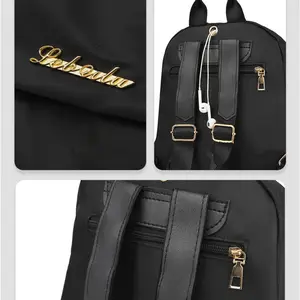 Simple Black Large Capacity Women's Backpacks Solid Travel Bag Harajuku Student Backpack Oxford Bags Unisex 12 Main Sales Black Women's Backpack - №8