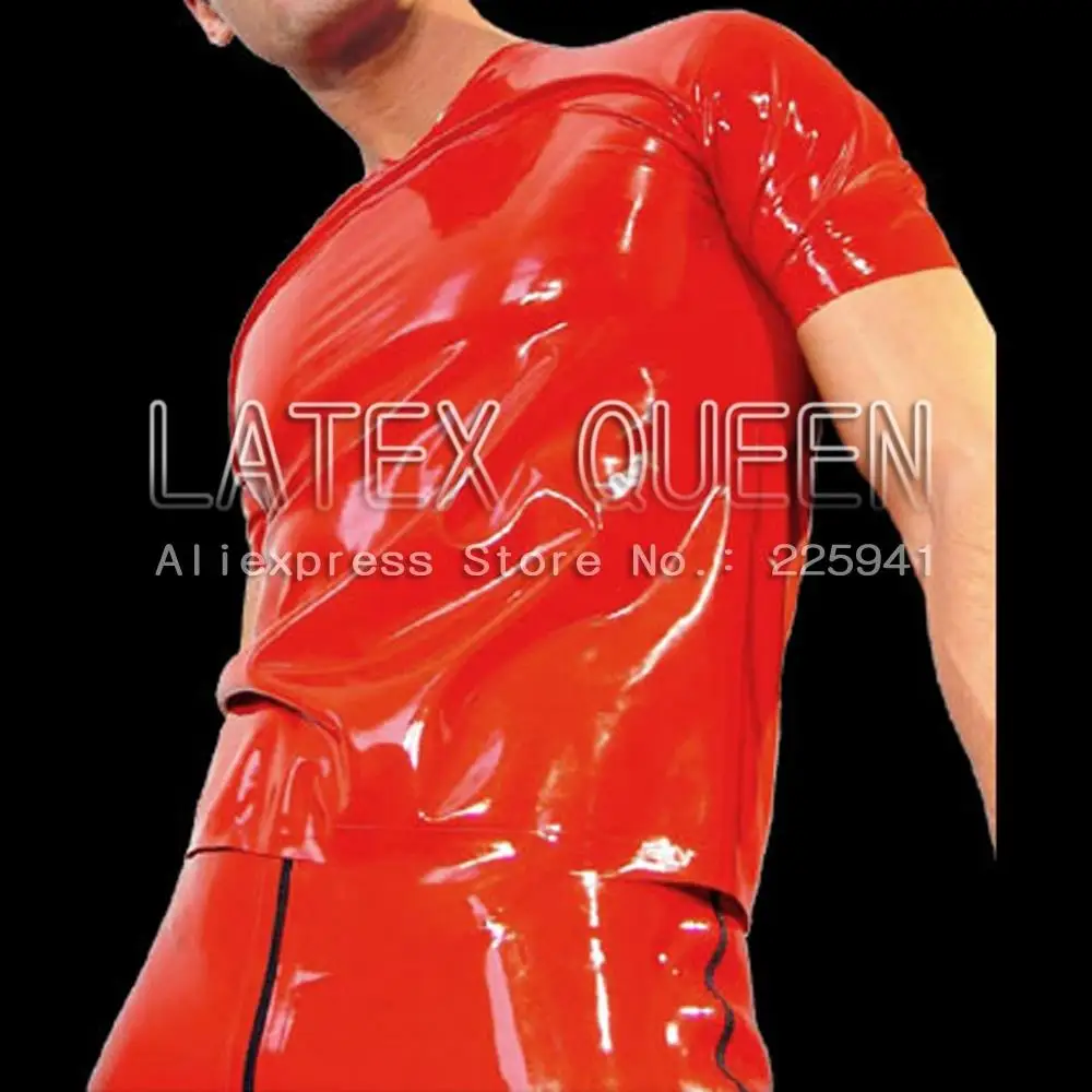 

Men's latex Tops Tees male's rubber T-shirt