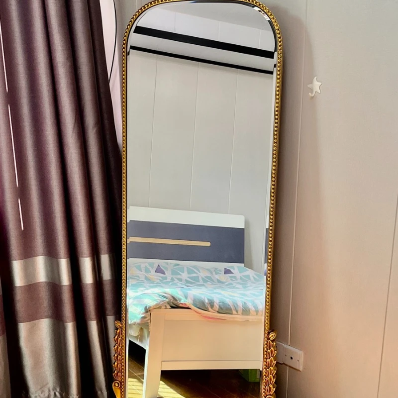 

French retro full-length mirror clothing store fitting mirror bedroom long against the wall floor light luxury