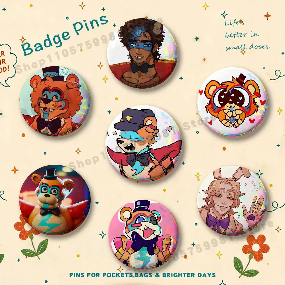 Cartoon G-Glamrock Freddy FNAF Badges Cartoon Character Pins Brooch for Bag Shoes Decoration Jewelry