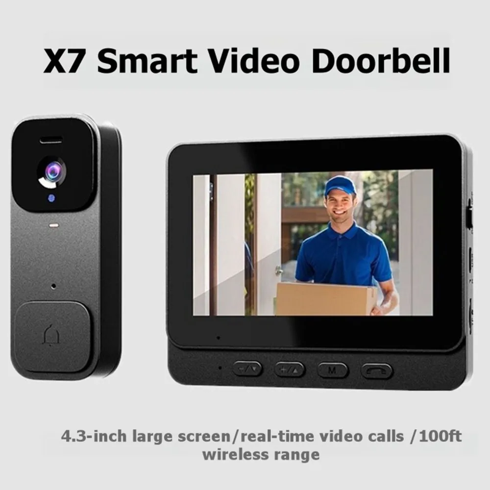 AB02 Wireless Doorbell Camera With Monitor Smart Video Doorbell System 2-Way Audio Home Security Intercom Kit A