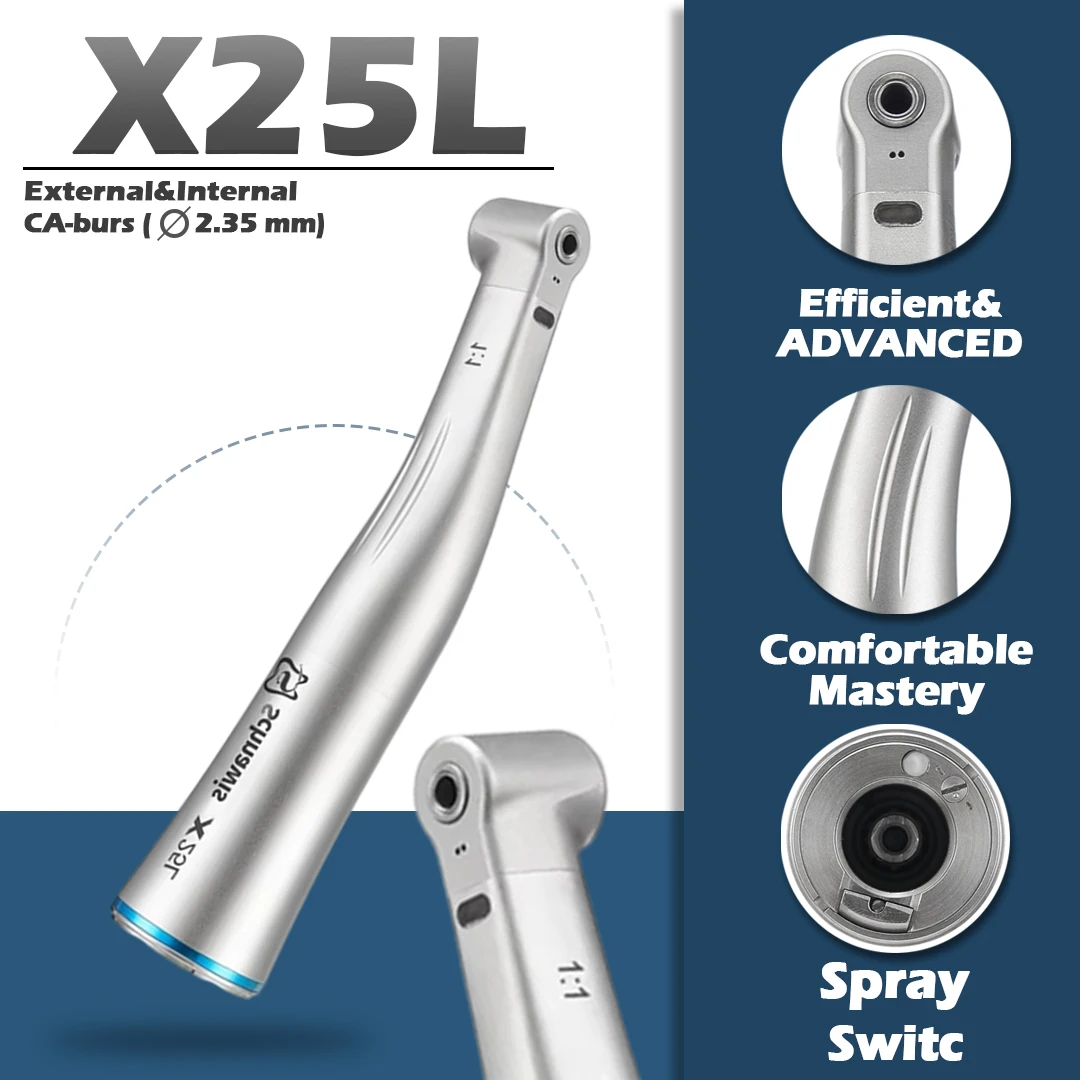 NSK Ti-MAX X25L Dental 1:1 Direct Drive Speed Fiber Optic Spray Air On/Off Switch Dentistry Low Speed Handpiece Fit E Type Motor