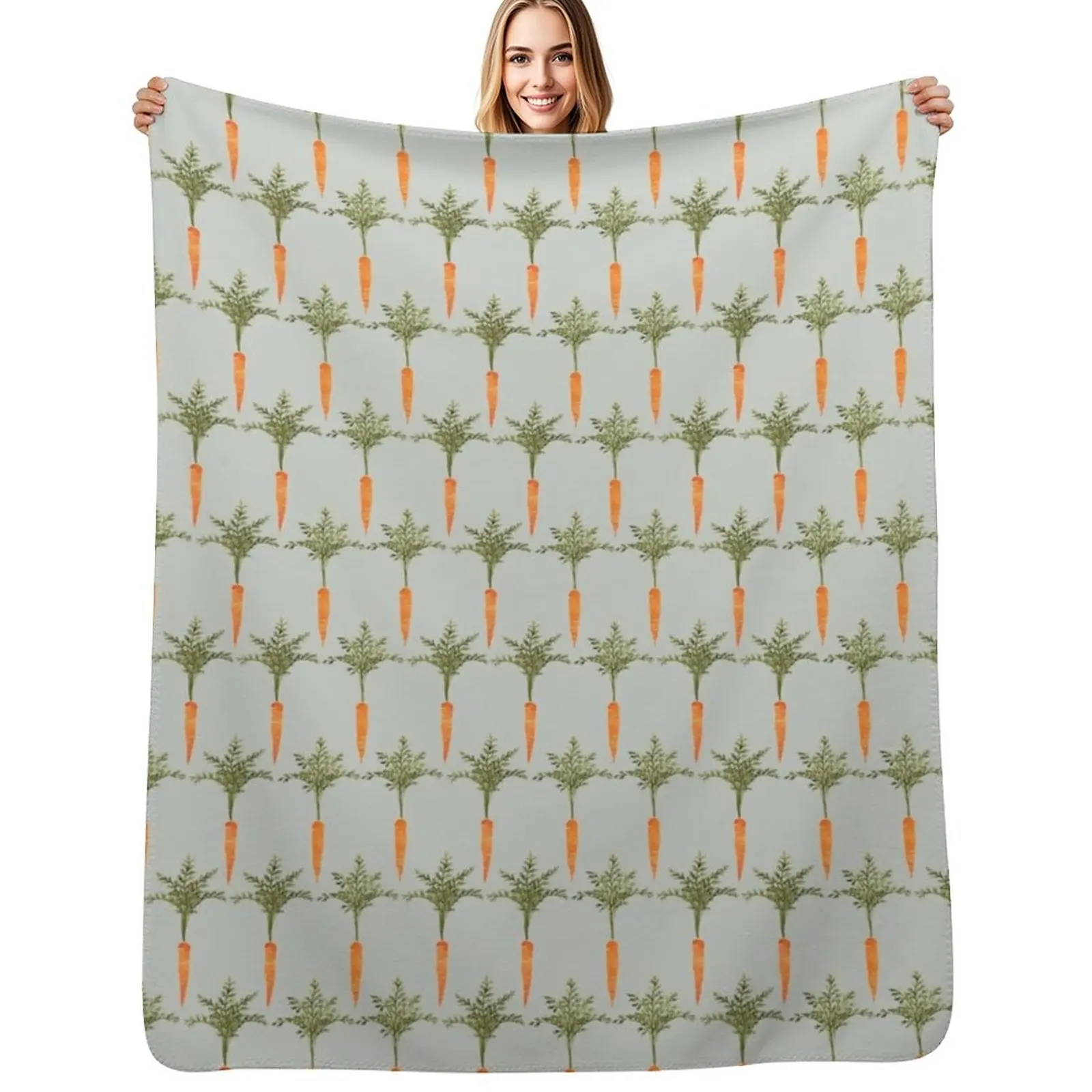 Elegant Carrot Watercolor on Gray Throw Blanket Cozy Light Blanket for Travel Camping Picnic