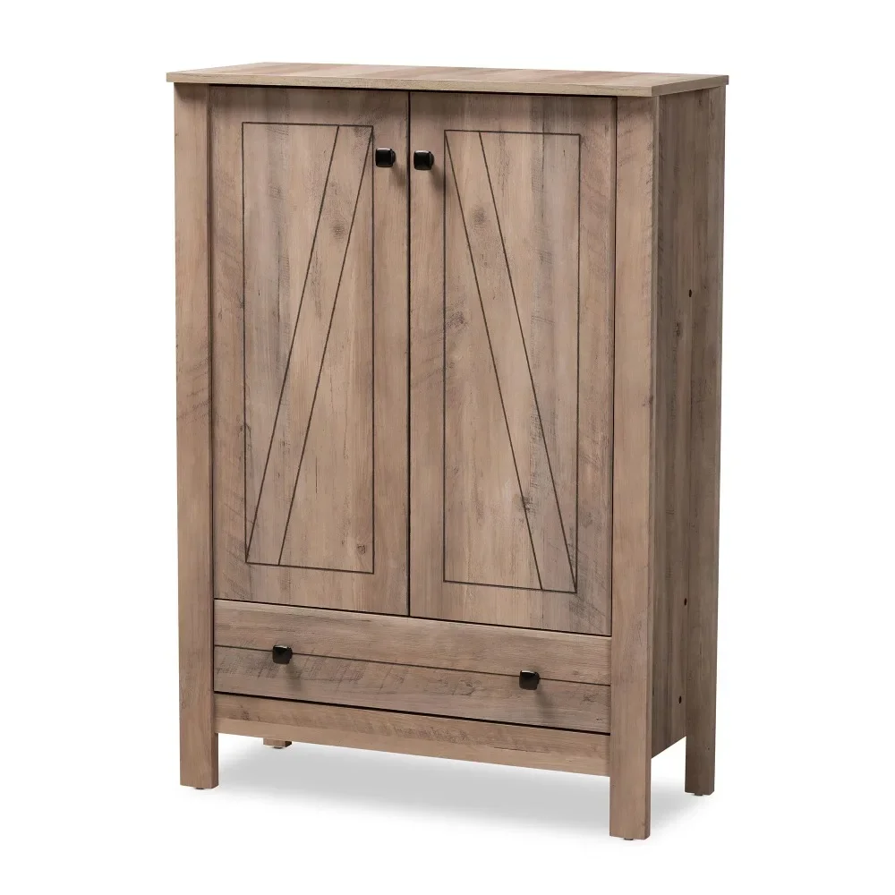 Shoe Furniture Modern and Contemporary Transitional Natural Oak Finished Wood 1-Drawer Shoe CabinetOrganizer Room