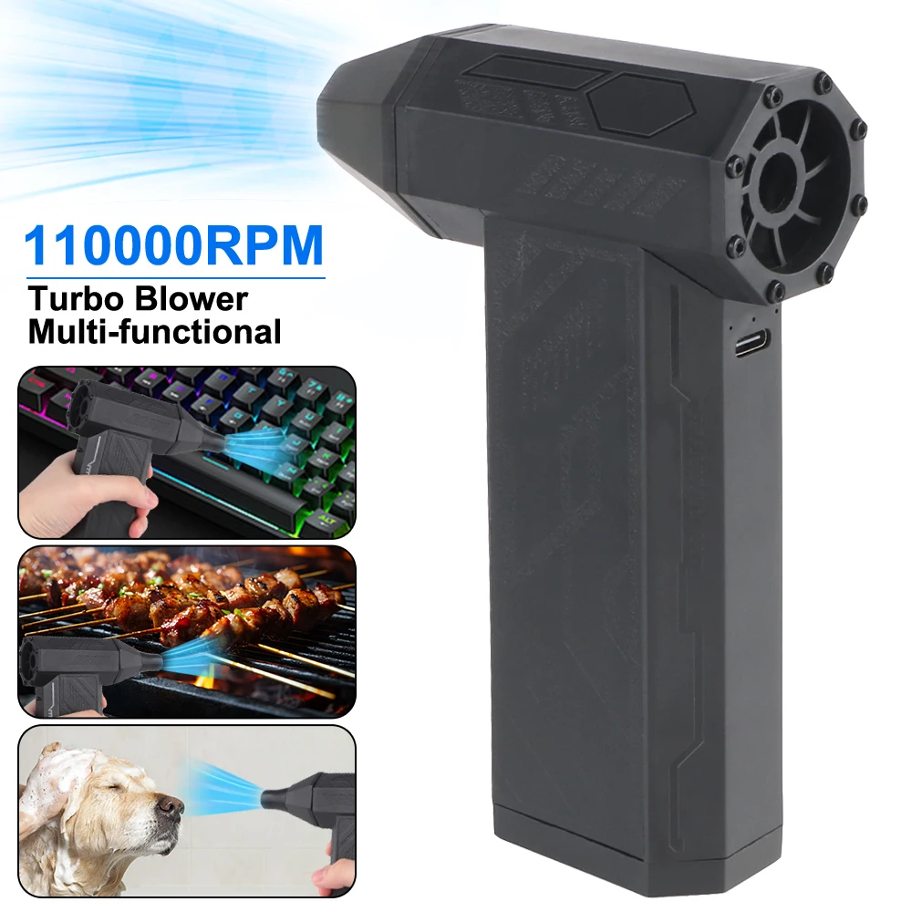 Turbo Jet Fan Cleaning Blower Tool Electric Air Duster Type-C Charging Car Blowing Snow 110000RPM 3 Gears adjustable Portable