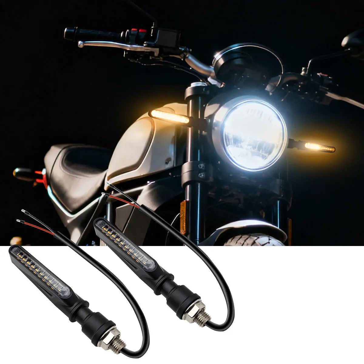 2/4pcs Universal Motorcycle LED Turn Signal Light CSP DRL Amber Flashing Blinker Indicator Blinker Rear Lights Lamp Accessories