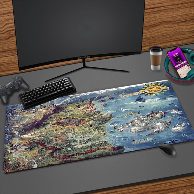 Alfombrilla de ratón grande para juegos, tapete acolchado de puntada para teclado de PC, w-witcher 3 W, Wild H Hunt