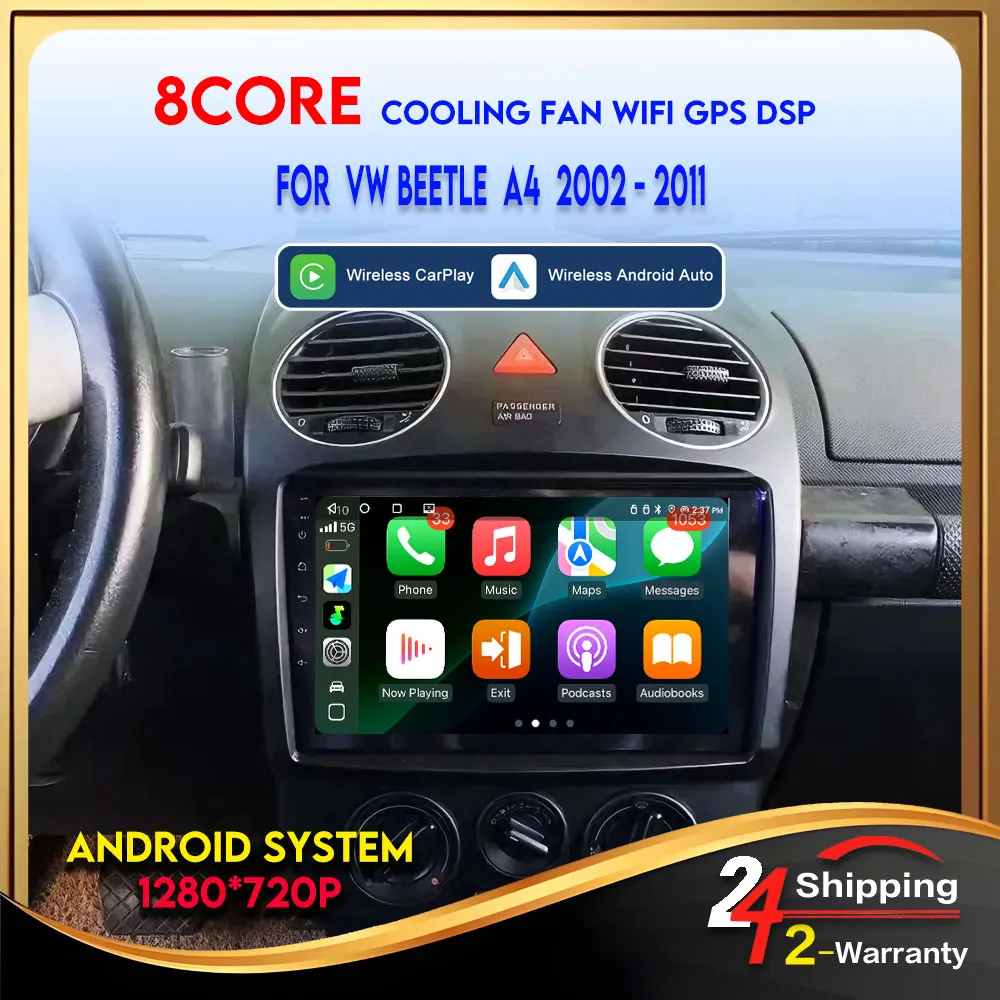 Autoradio For Volkswagen Beetle A4 2002 - 2011 Multimedia Carplay Android Auto Bluetooth WIFI GPS 4G Video Stereo  Touch Screen