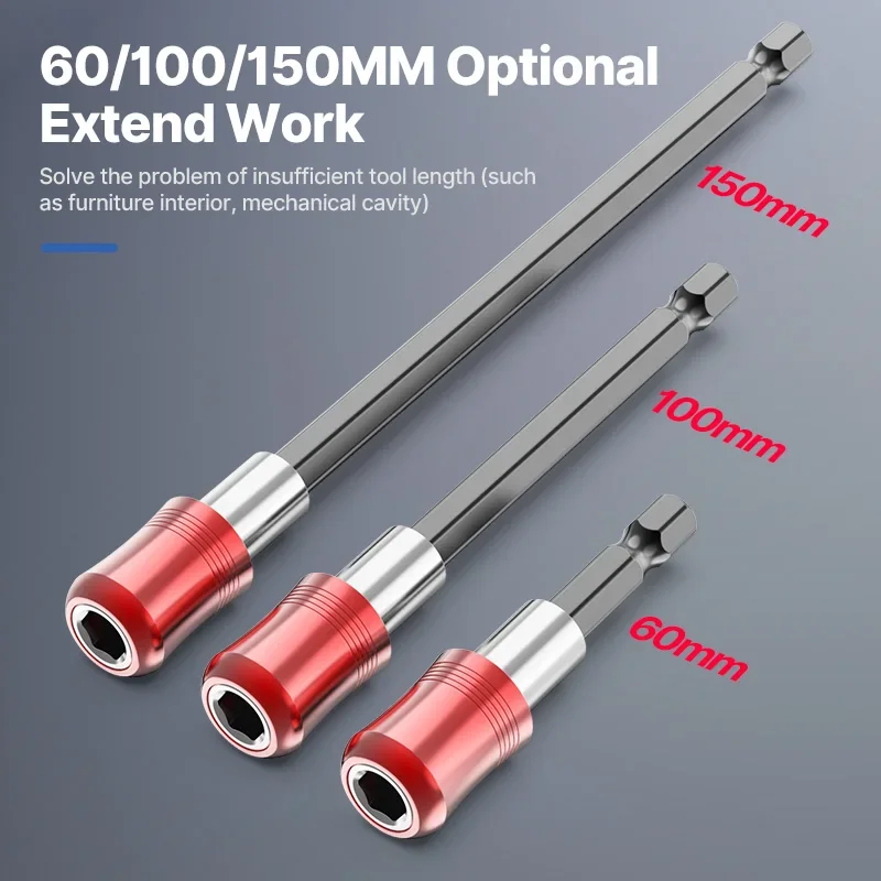 

Удлинитель для шестигранных бит 60-150 мм с быстрым креплением и мощным магнитом для дрелей/шуруповертов/отверток