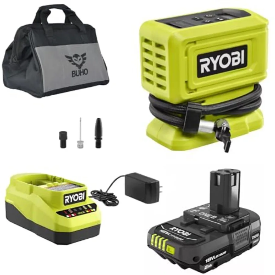 

Cordless Inflator Accessory Bundle for High-Pressure Tire and Inflatable Inflation with 18V 2.0 Ah Battery 18V Charger and Tool
