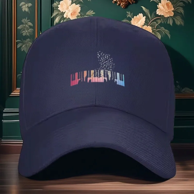 Piano Keyboard Music Notes Baseball Cap Adjustable Sunshade Hat Unisex Outdoor Sport Style