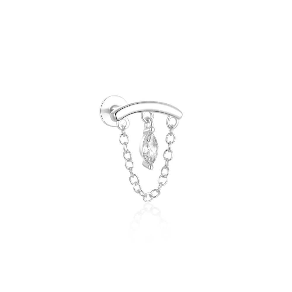CANNER 1 ST 925 Sterling Zilver Achtpuntige Ster CZ Piercing Oorbel Voor Vrouwen Ins Kwastje Ketting Stud oorbel Party Fijne Sieraden