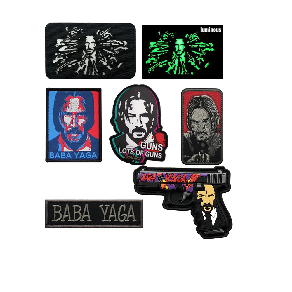 BABA YAGA Embroidered English Letter Bag Accessories Badge Rubber Armband BABA YAGA Figure Head Backpack Patches for Clothing