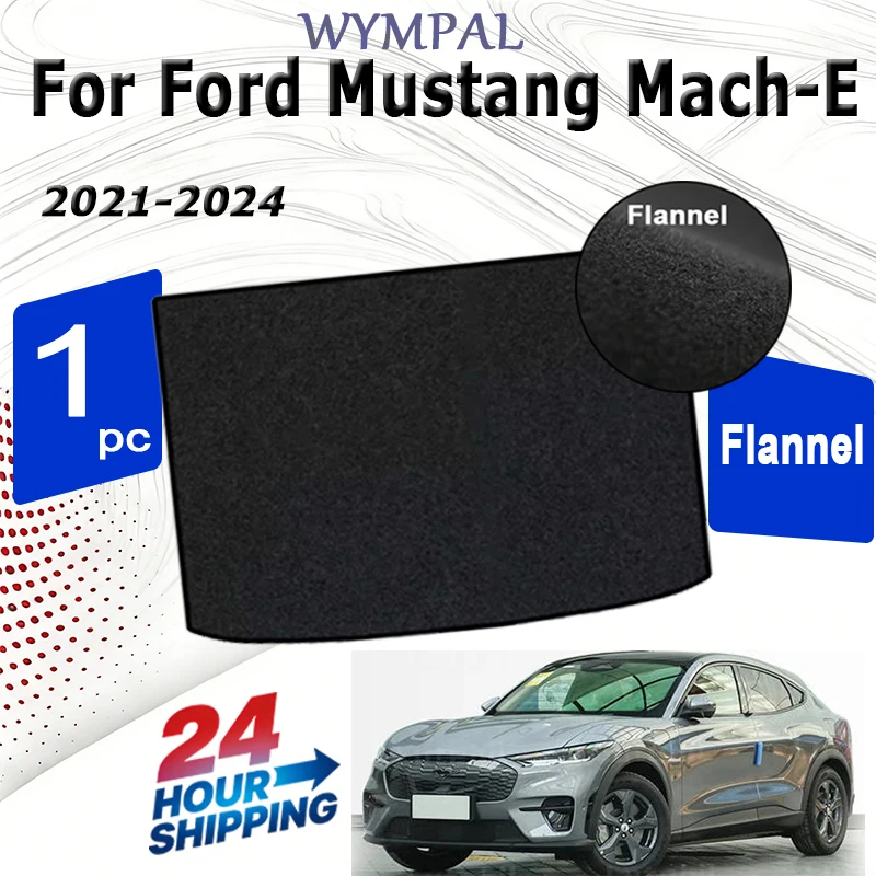 

Фланелевые коврики в багажник для Ford Mustang Mach-E 2021-2024, черный грузовой вкладыш-лоток для багажника автомобиля
