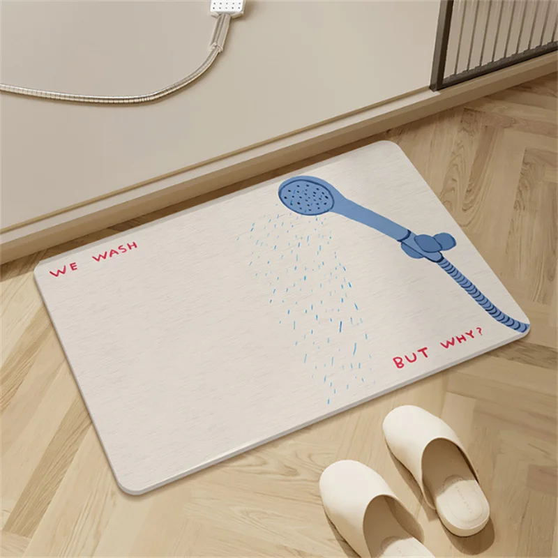 40x60cm Korean Style Bathroom Floor Mat Quick Dry Diatomaceous Earth Water Absorption Dirt Resistant Easy Maintain Anti Slip