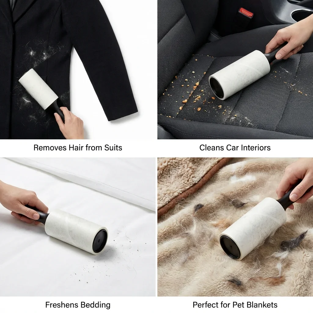 Reusable Lint Roller for Pet Hair - Sticky Adhesive Dust Remover for Furniture Clothes, Household Cleaning Tool with Handle (120 view 4