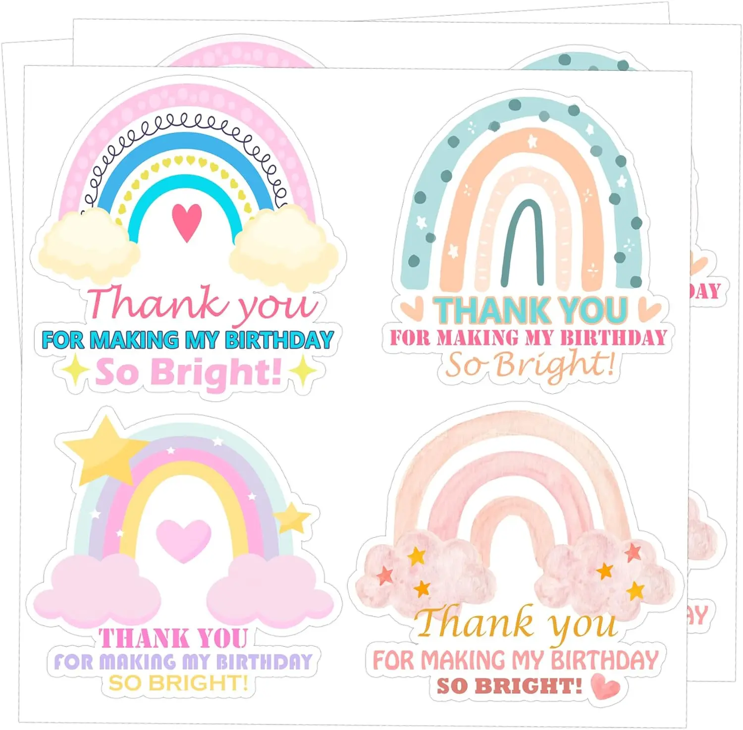 

120pcs Thank You for Making My Birthday So Bright Stickers Rainbow Stickers for Birthday Party Favor Gift Bags 2inch Label