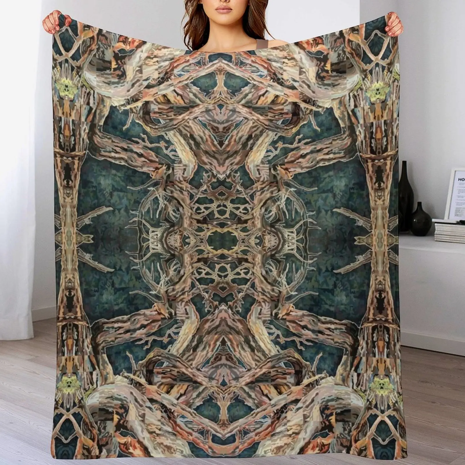 

Psychedelic Forest at Night Throw Blanket Easy Care Comfortable Blanket for Couch