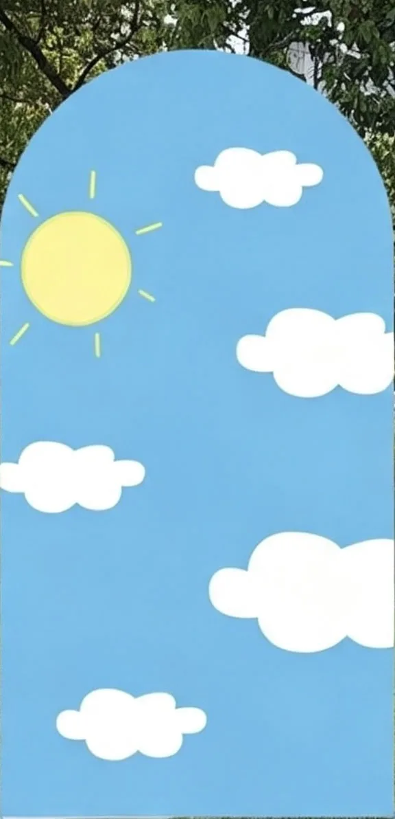 Custom Double-Sided House Baby Shower Arch Backdrop Cover Blue Sky White Clouds Sunshine Birthday Party Photobooth Background