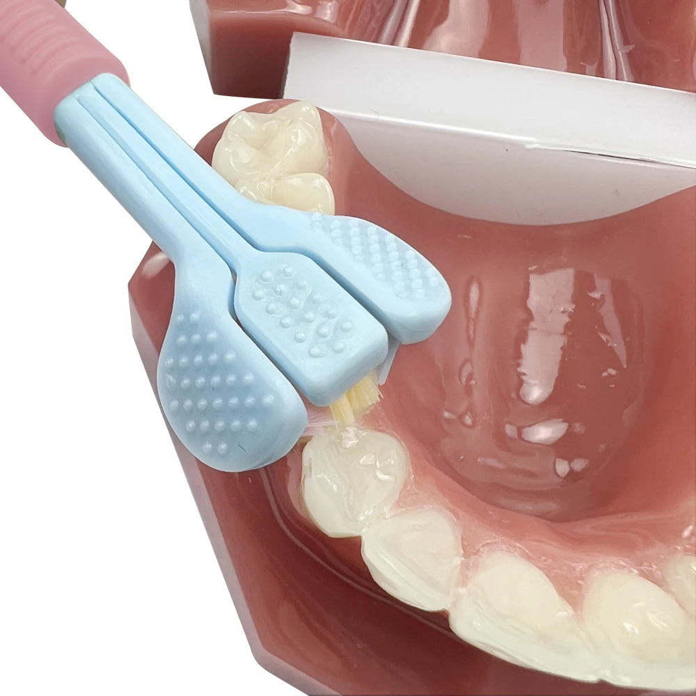 Cepillo de dientes estéreo 3D de tres caras para adultos, cuidado bucal, raspador de lengua, Limpieza Profunda, salud, pelo suave ultrafino