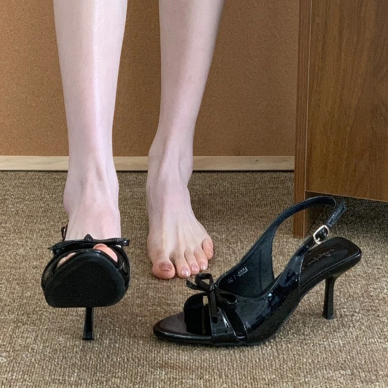 

Women Bow Pointed Toe High Heels Sandals Summer New Slippers Woman Shoes 2026 Elegant Dress Pumps Designer Slingback Slides Lady