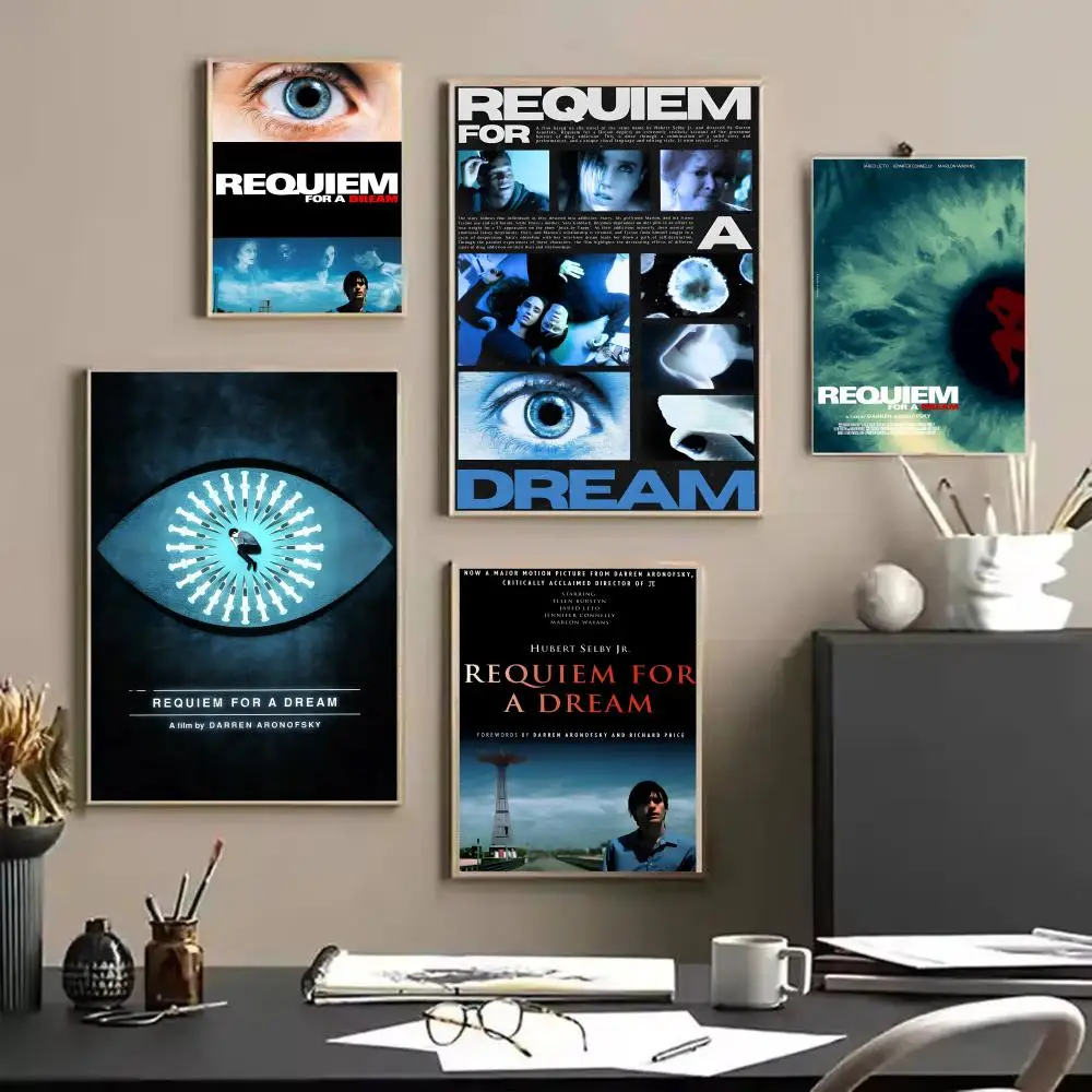 Movie R_Requiem for a D_Dream Poster Decorative Wall Art Stickers Mural Photo Print for Home Living Room Hallway Decor