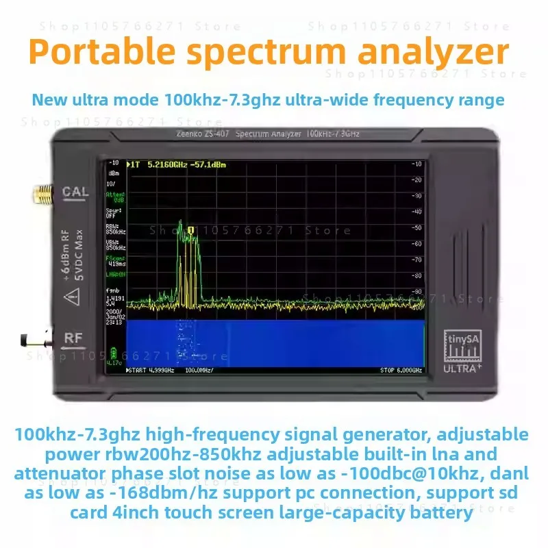 4 Inch Handheld Spectrum Analyzer 100kHz-5.4GHz Signal Generator
