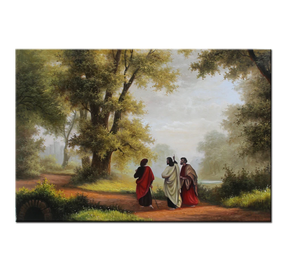 

Modern Wall Art Home Decor Hand Painted Classical Robert Zund The Road to Emmaus Landscape Oil painting Reproduction Canvas