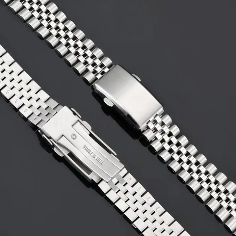 18mm 20mm 22mm Jubilee Silver Stainless Steel Five Beads Straight End Watch Strap Band Fits for RLX SKX Watch