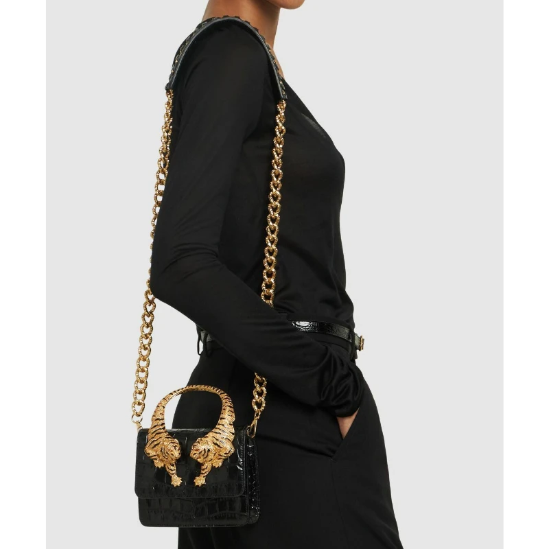 2026 New Luxury Designer Handbag for Women Crocodile Effect Leather Tiger-sculpted Top Handle Fashion Evening Shoulder Bag 4