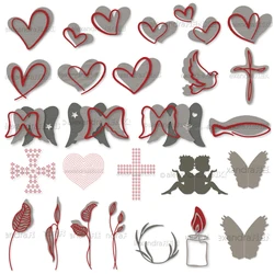 Piggy Craft metal cutting dies cut die mold 2023 New Wings Love Frame Leaf Scrapbook paper craft knife mould blade punch stencil