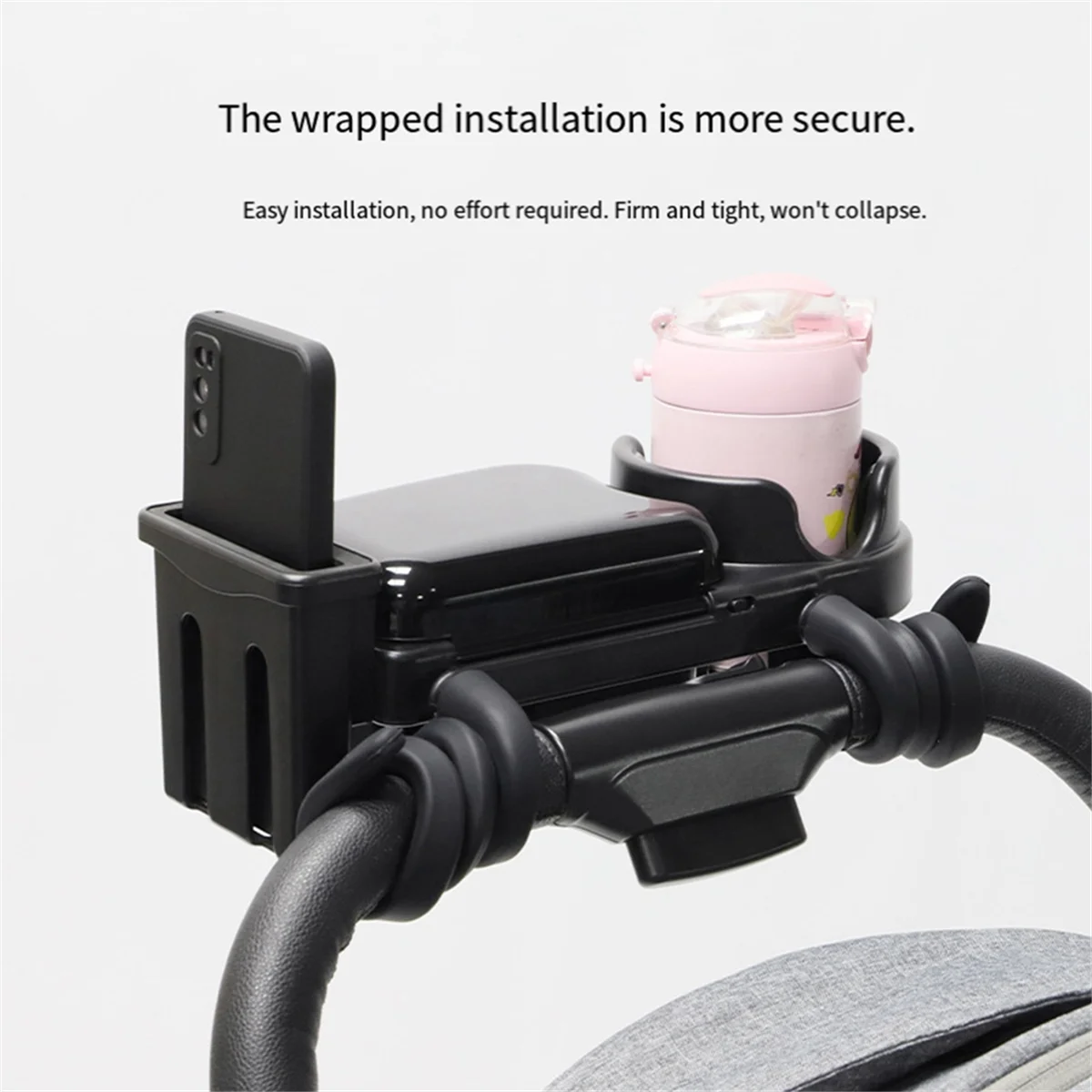 2025+ Universal Stroller Snack Tray Attachment with Dust Cover Sturdy Stroller Cup Snack Holder Clamp - view 3