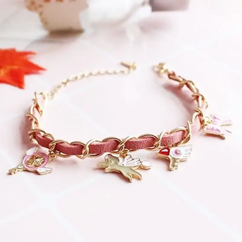 Anime Card Captor Sakura Bracelet Cardcaptor Sakura Clow Charm Pendant KINOMOTO Sealing Wand Statement Bracelets Jewelry