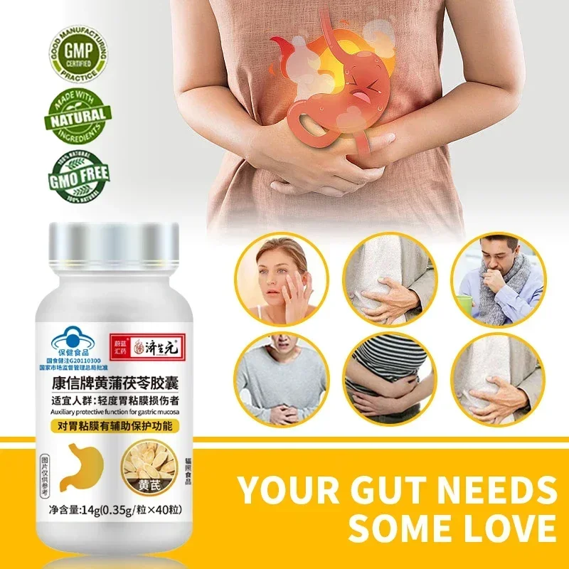 Stomach Pain Indigestion Gut Stomachache Supplements Health Food Astragalus Poria Cocos Dandelion Protect Gastric Mucosa Capsule