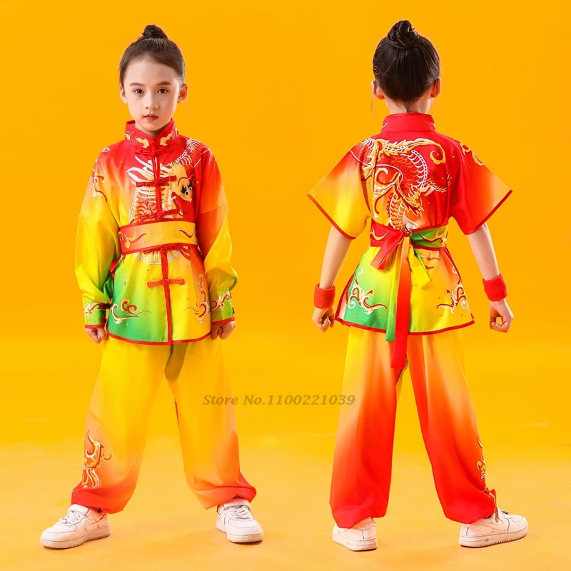 

2026 китайский кунг-фу ушу дети кунг-фу шаолинь боевые искусства униформа с принтом дракона спортивный тренировочный набор упражнений