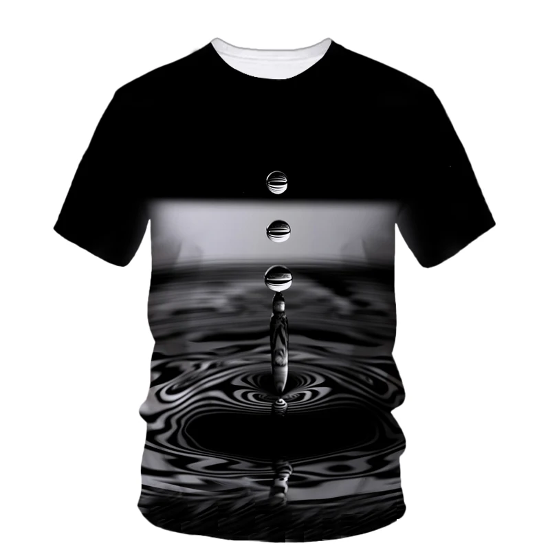 Summer New Original Water Droplet graphic t shirts For Men Trend Casual Creative Simple style Printed O-neck Short Sleeve Tees