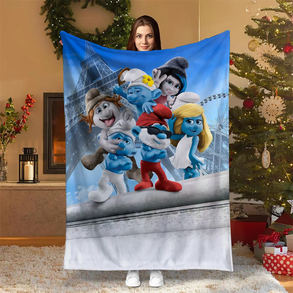 Throw Blanket for Sofa Luxury Throw Blankets King Size T-The Smurfs Fluffy Plaid Bed Blanket 150cm X 200cm Microfiber Bedding