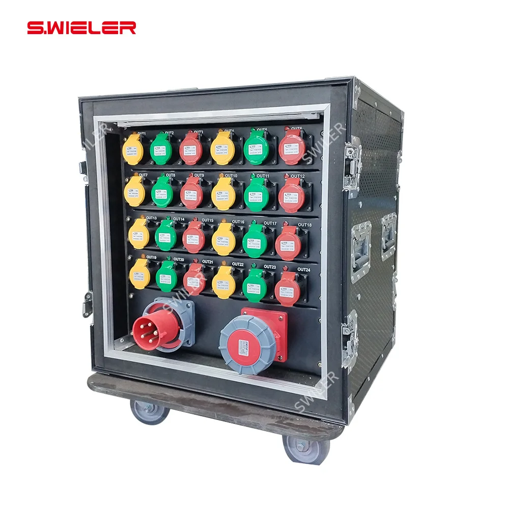 Power Distribution Box 3-phase with Wheel Stage Dj Light 16/32/200A Power Distributor 12 Way Distro 16/24/32/48 Channel Cabinet