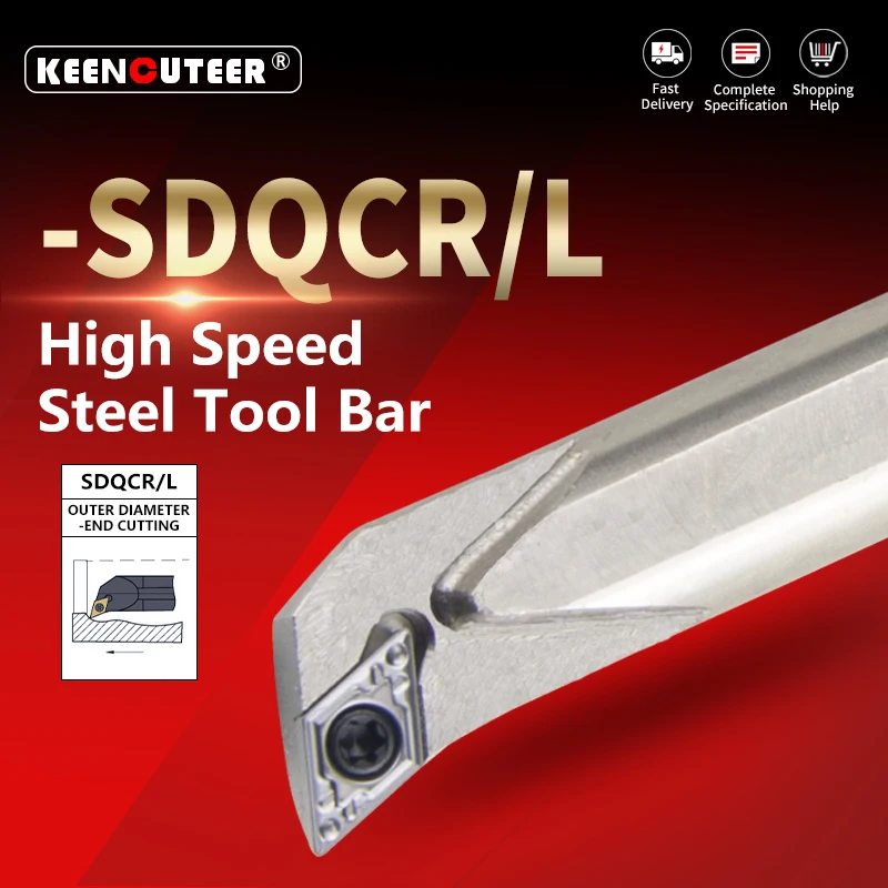 HSS H10K-SDQCR H12M-SDQCR H14N-SDQCR High speed steel turning tool -SDQCR Cutter Bar CNC Lathe Bar Turning Holder