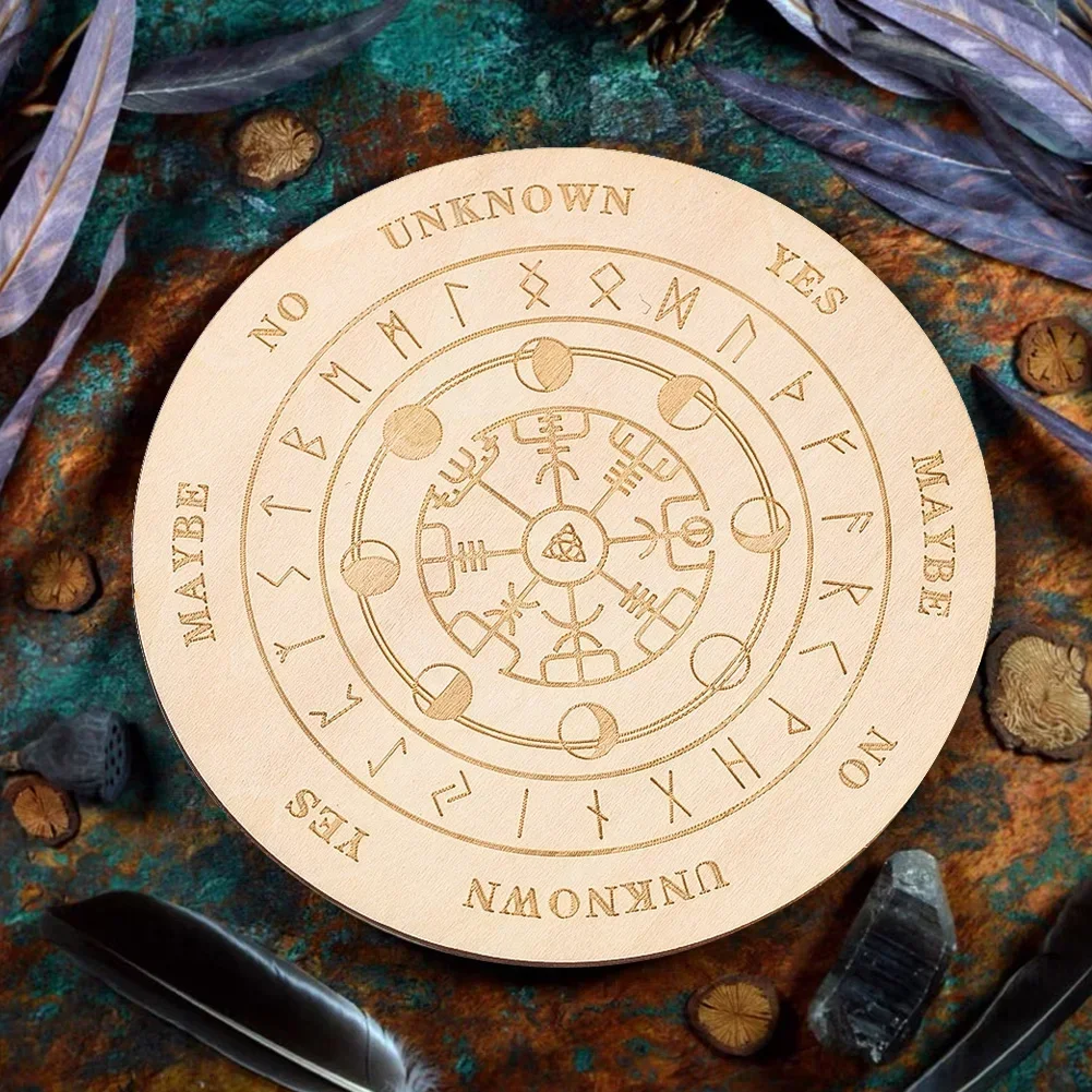 Rune Wooden Decoration Rune Witchcraft Meditation Decorative Plate Pendulum Board Dowsing Metaphysical Ceremonies Commemorative